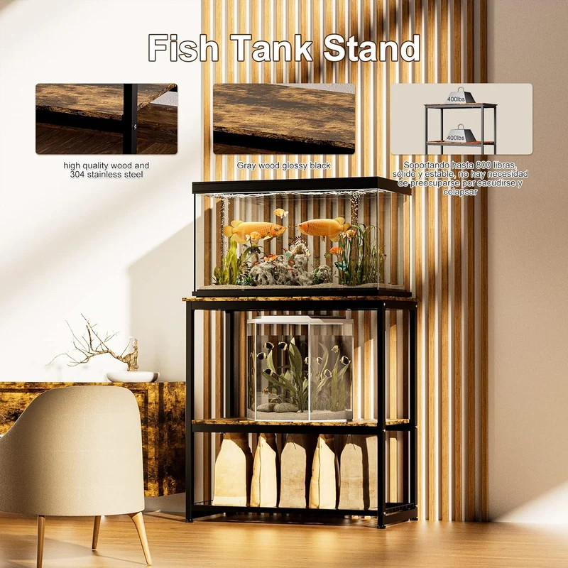 Soporte para Pecera, Estante para Acuario, Soporta Acuarios de 10/20 Galones hasta 800 lbs, 29.53" L x 15.75" W x 30.71" H