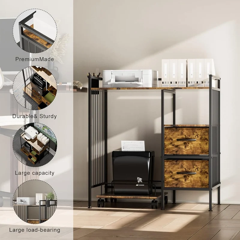 Soporte Grande para Impresora, 31.5" An x 17.7" Prof x 33.7" Alt, Mesa para Impresora y Estante para Trituradora de Papel