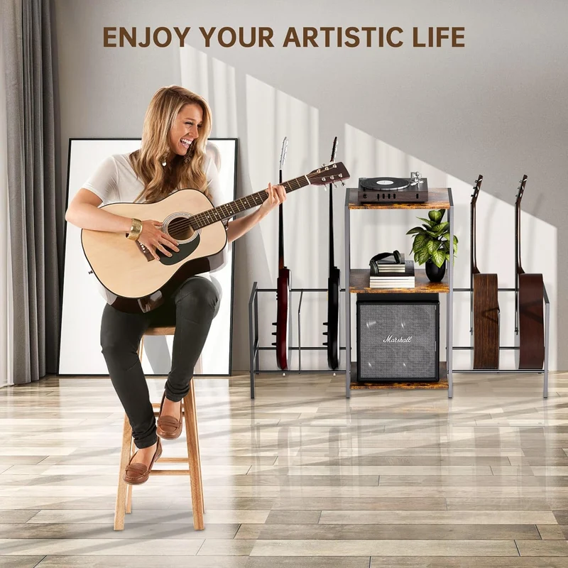 Soporte para Guitarra – Rack de Piso para guitarra acústica, eléctrica y bajo, ideal para estudio musical en casa
