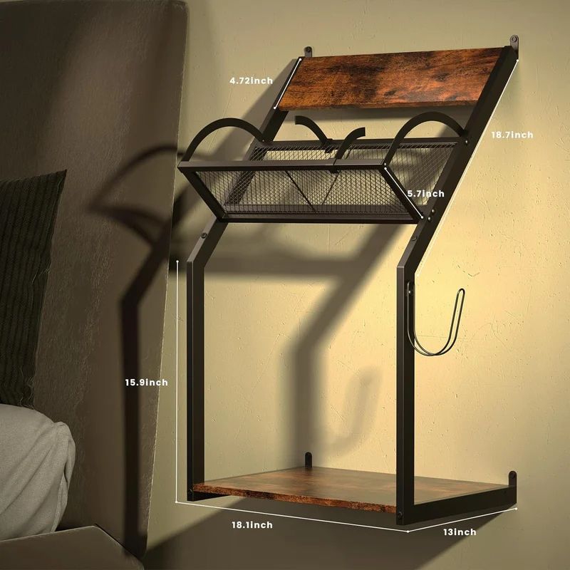 Soporte de Tocadiscos Montado en Pared – Estante para Vinilos con Almacenamiento