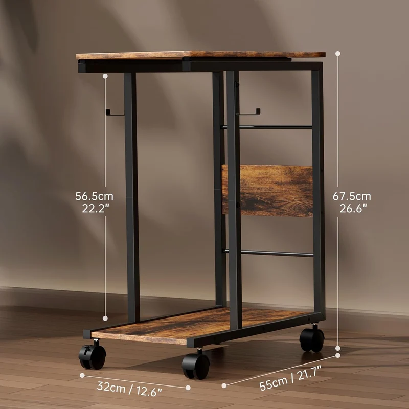Soporte para Torre de Computadora, con Plataforma Deslizante de Madera, Capaz de Sostener Computadoras de hasta 26 x 21 x 12 pulgadas (Incluye Alfombrilla para Mouse)