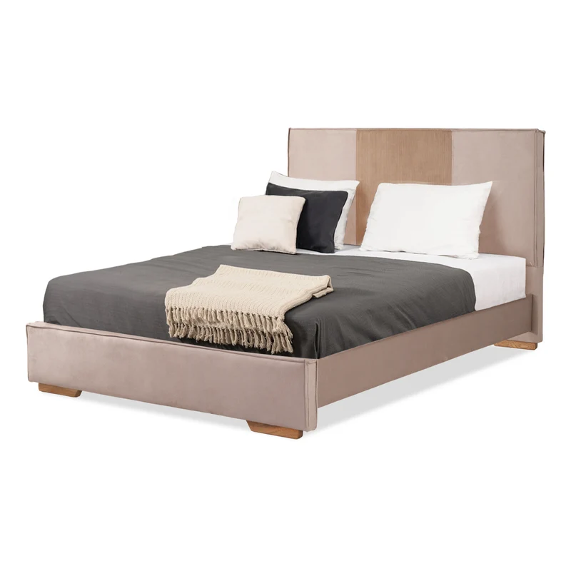 Combo Cama Doble Tokyo Taupe, Natural + Colchón Valencia Pillow Top