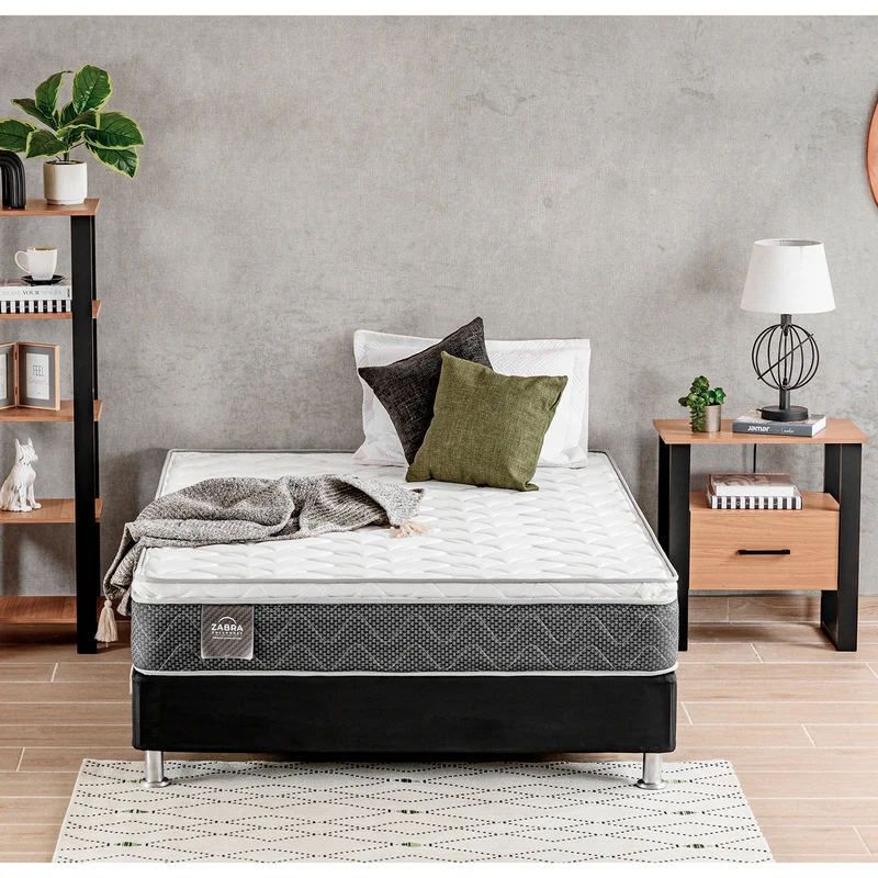 Combo Colchón Semi Doble Berlin Pilow Top + Somier (Garantía 9 años) + 1 Almohada