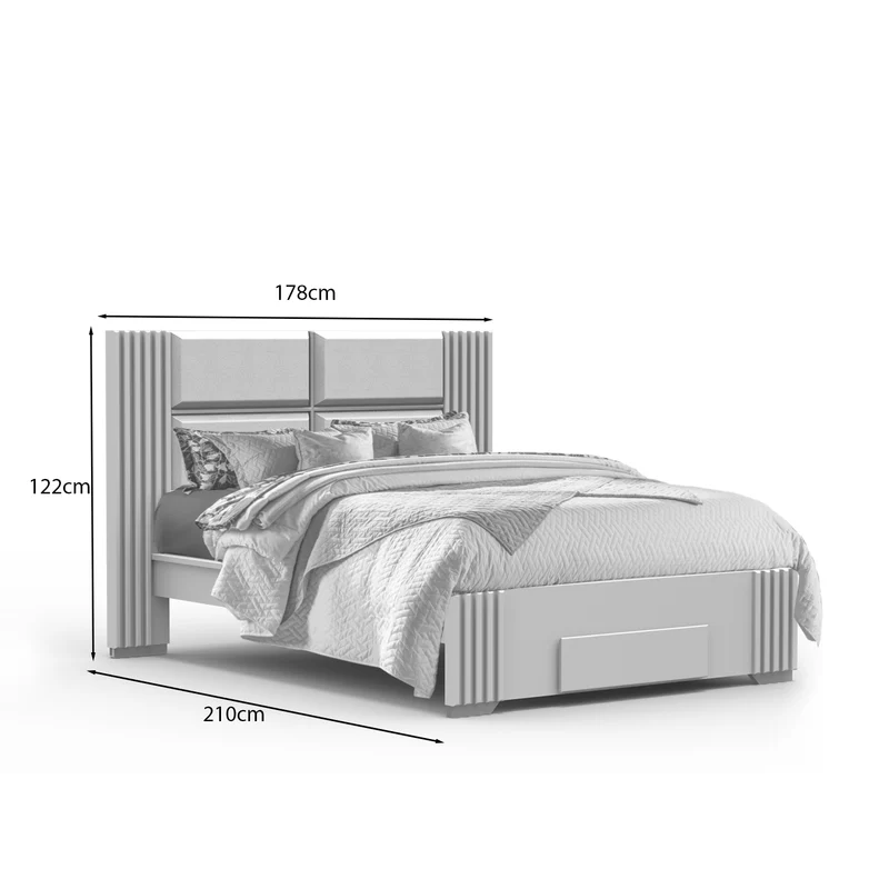 Combo Cama Doble Texas Beige, Off White, Champaña + Colchón Lexus Deluxe Doble Pillow Top