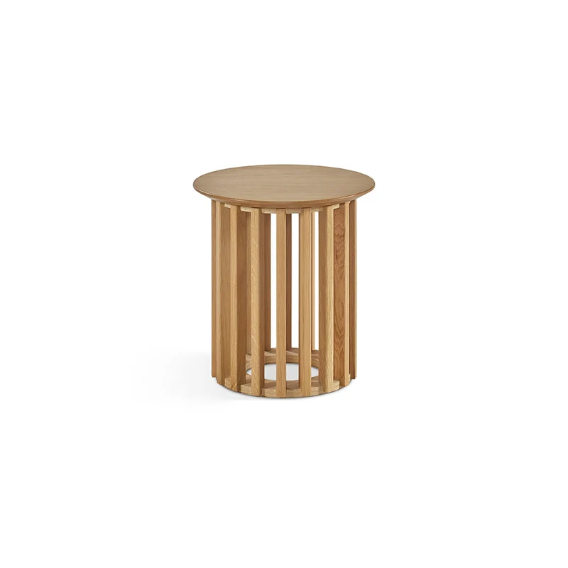 Side table in natural oak veneer with wooden legs, 50 x 40 cm