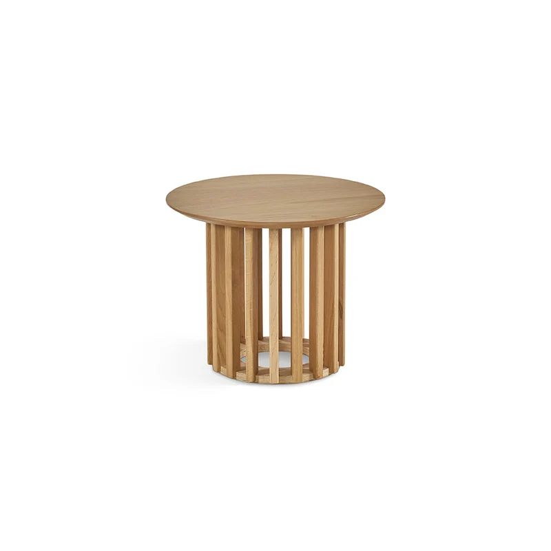 Side table in natural oak veneer with wooden legs, 50 x 40 cm