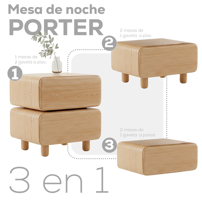 Alcoba Semidoble Porter Eurolino Boucle Arena, Natural
