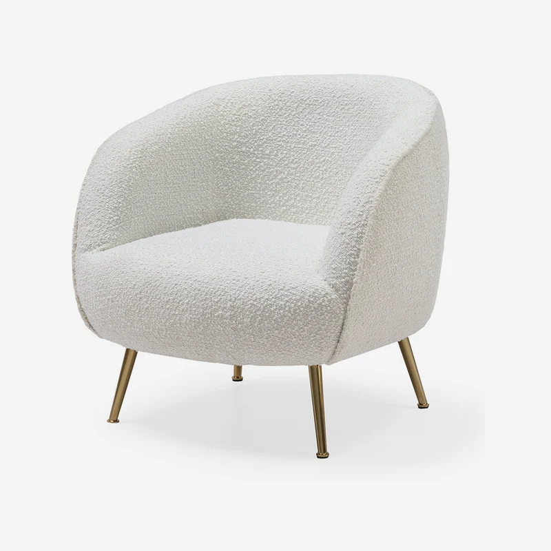 White fabric armchair, 76 cm