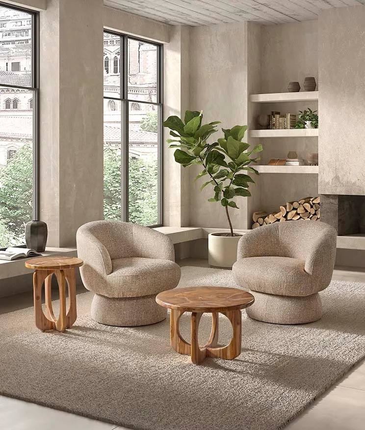 Beige fabric armchair
