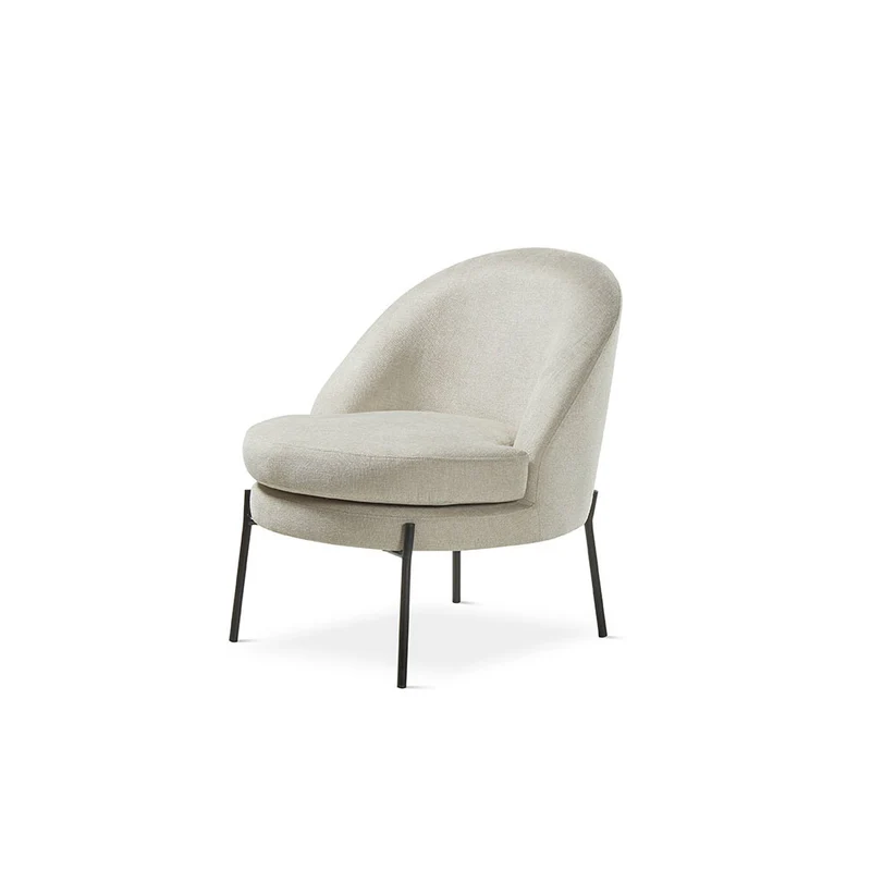 Beige fabric armchair with metal legs, 71 cm
