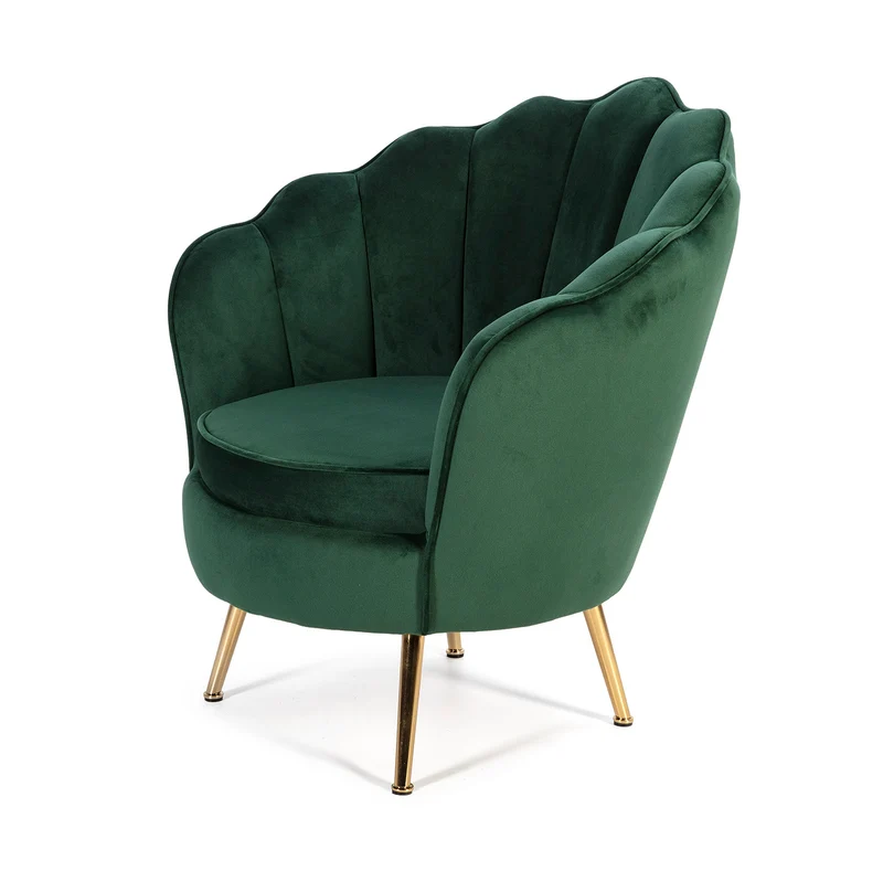 Armchair upholstered in green velvet, 80 cm