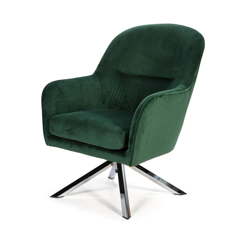 Armchair upholstered in green velvet, 67 cm