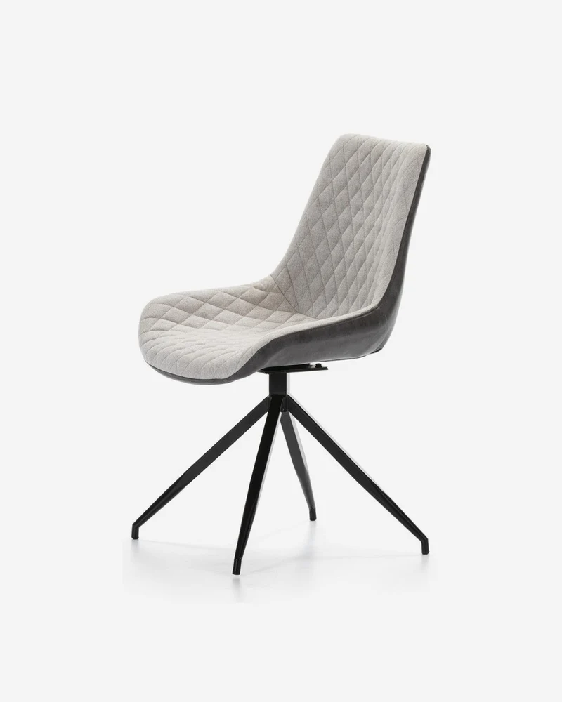 Chair upholstered in two-tone grey faux leather
