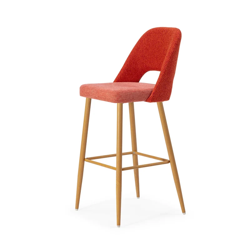 Stool upholstered in fabric with oak legs, 102 cm high