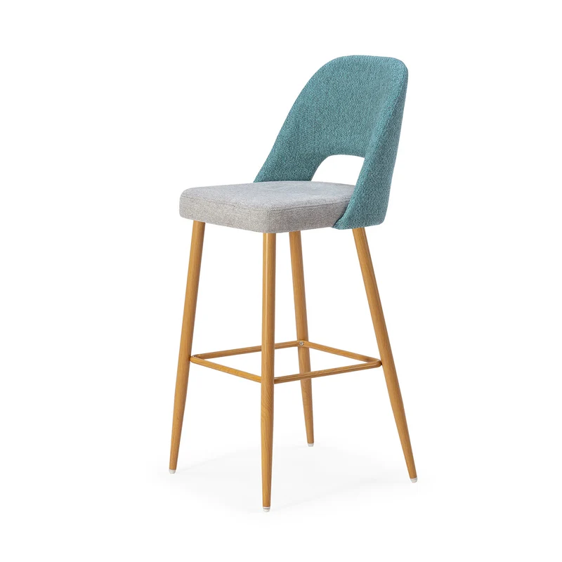 Stool upholstered in fabric with oak legs, 110 cm high