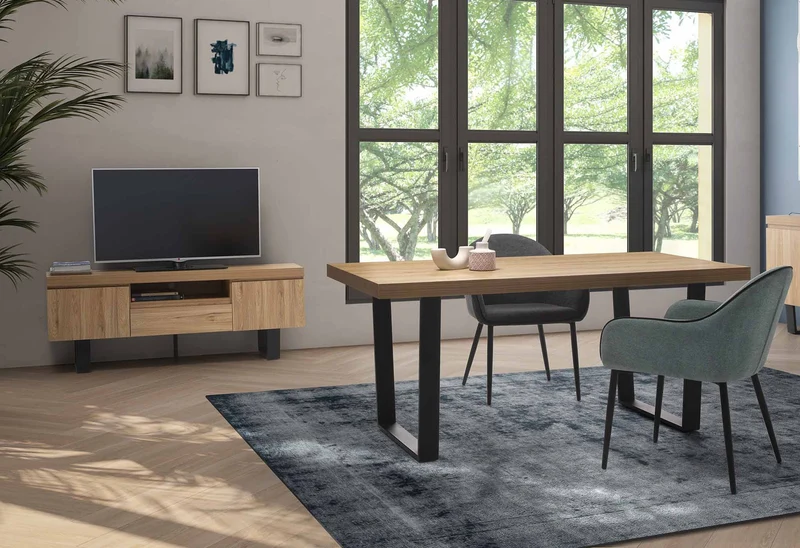 TV unit in laminated oak