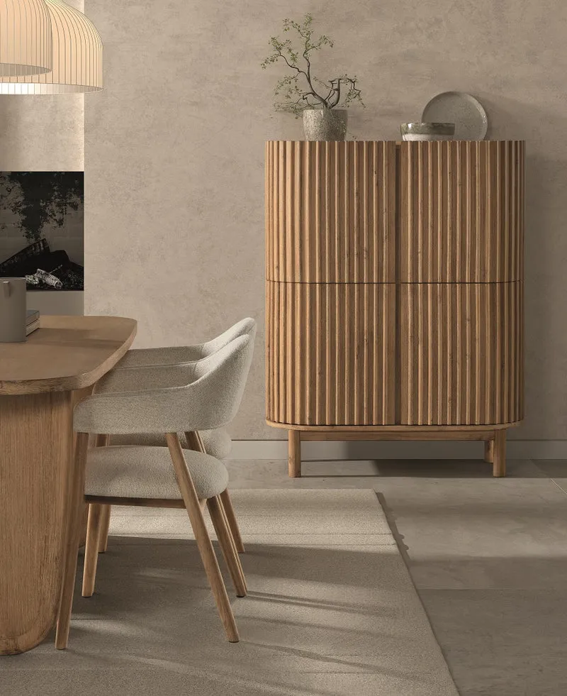 Storage unit in natural solid wood, 110 cm
