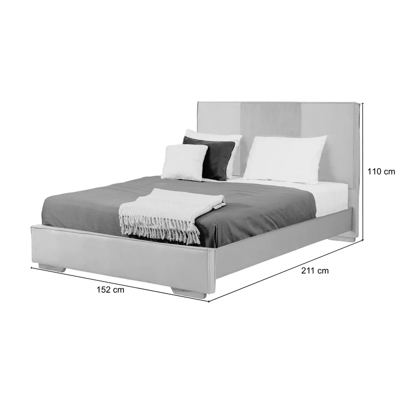 Combo Cama Doble Tokyo Taupe, Natural + Colchón Valencia New Ortopédico