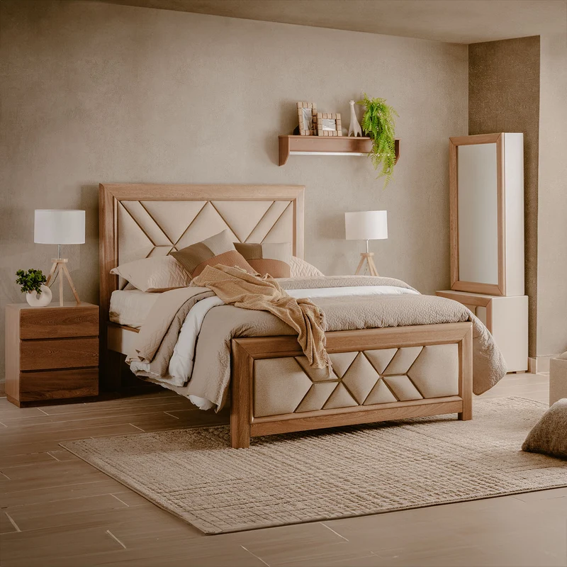Juego De Alcoba 1.60 Marriot Beige, Natural