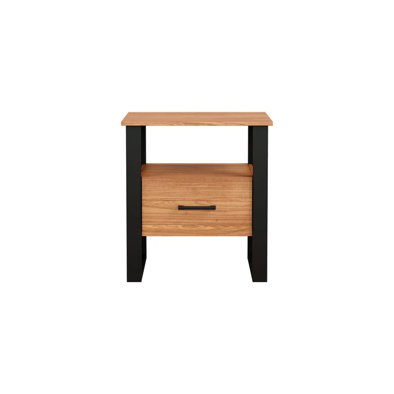 Mesa de Noche Cox 60X65X35 Natural, Negro