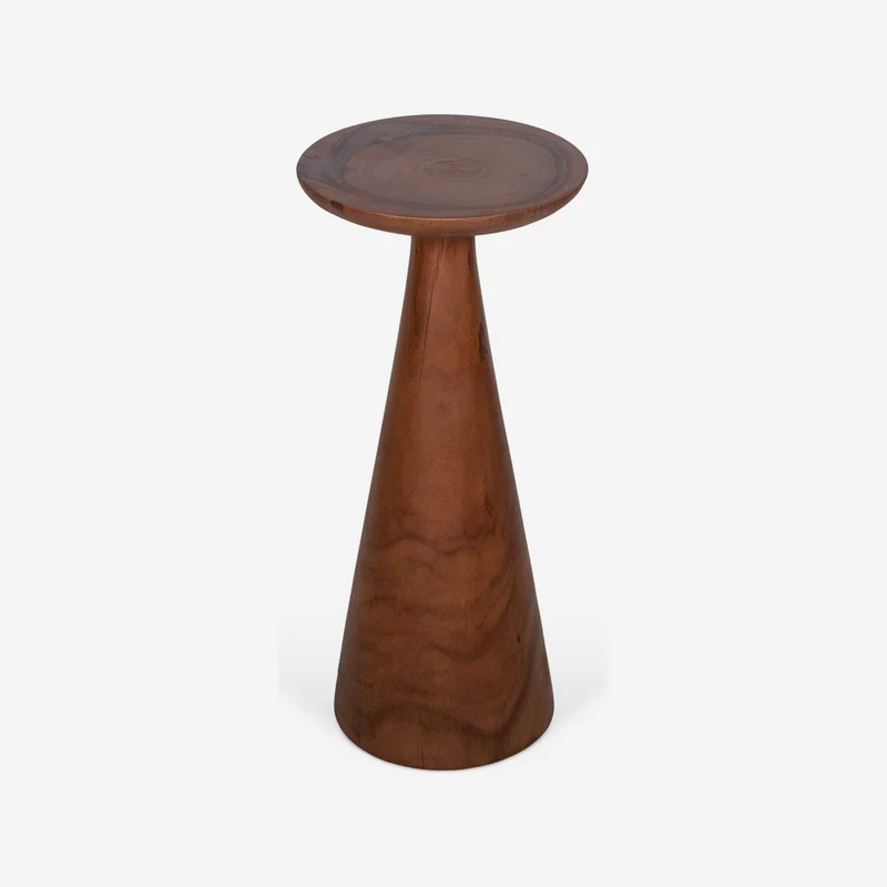 Round side table in solid walnut wood, 25 x 25 cm