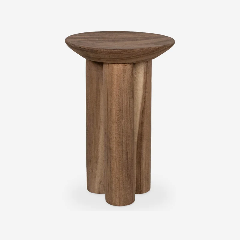 Round side table in solid walnut wood, 35 x 35 cm