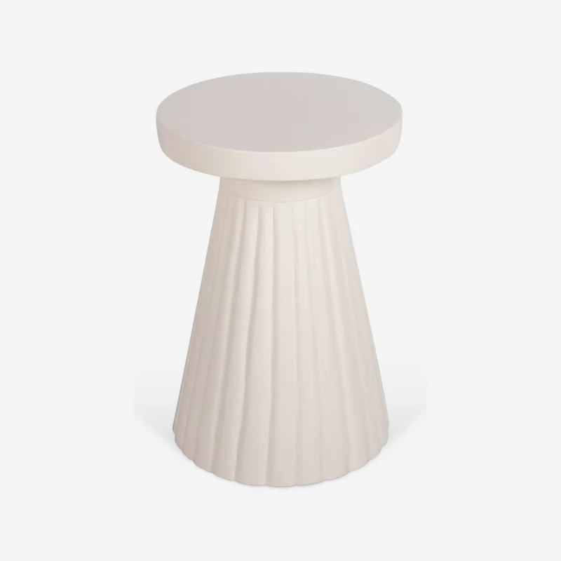 Round side table in white solid wood, 40 x 40 cm, 60 cm high