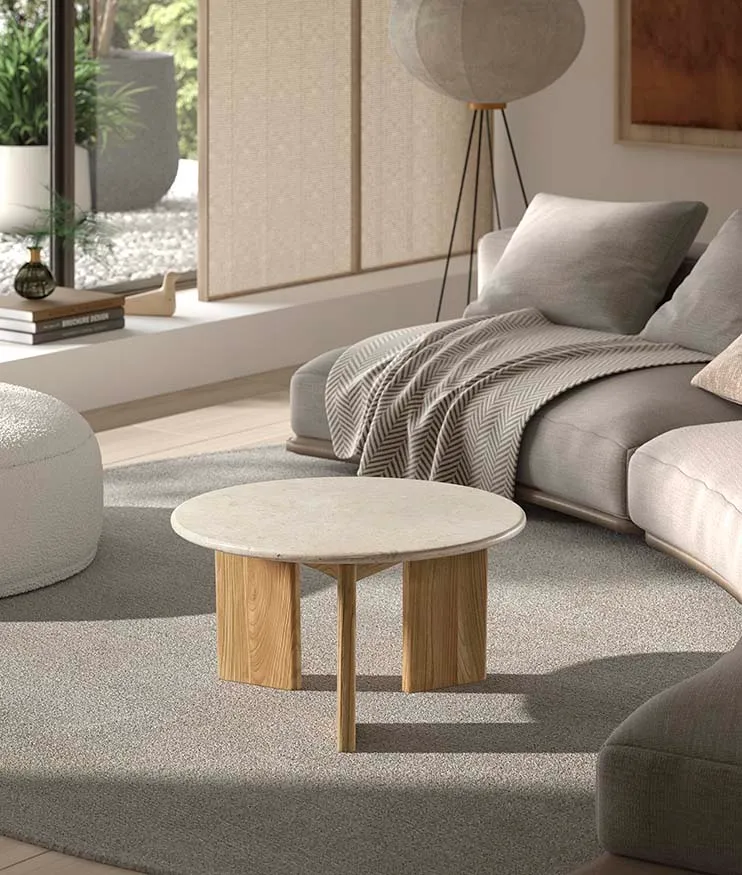 Round side table in natural marble, 70 x 70 cm