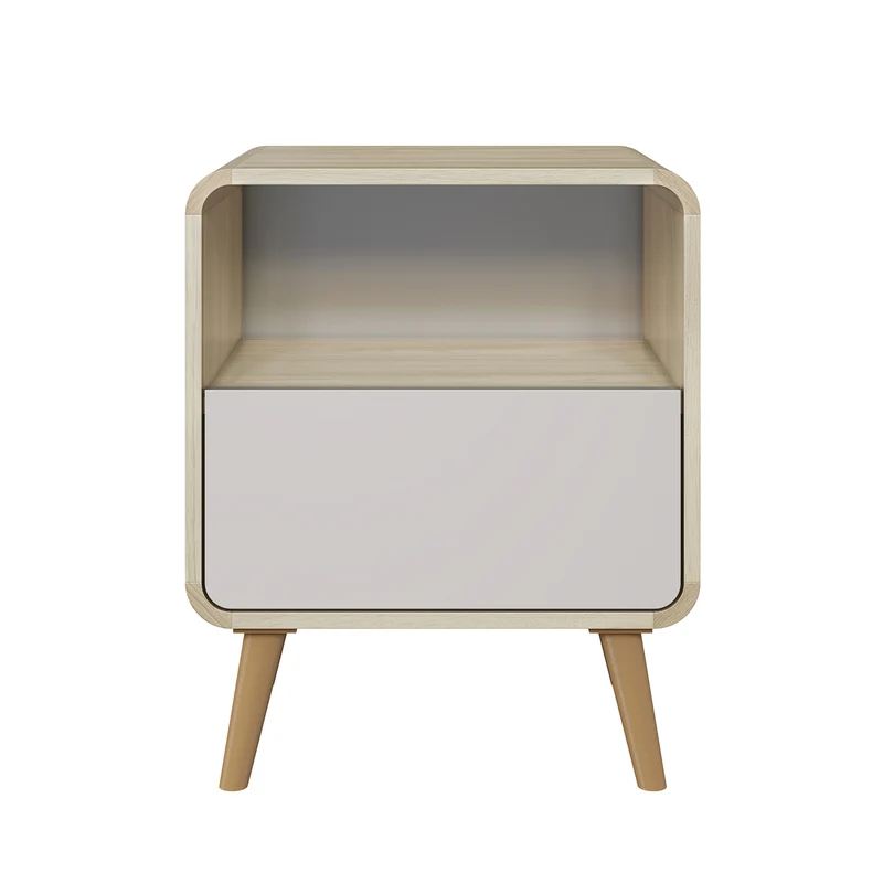 Mesa De Noche Brandon Natural, Taupe 1 Gaveta