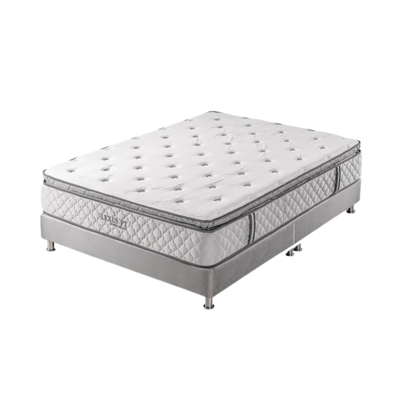 Combo Colchón Queen Lexus Deluxe Pillow Top + Somier Par + Almohada (Garantía 15 Años)