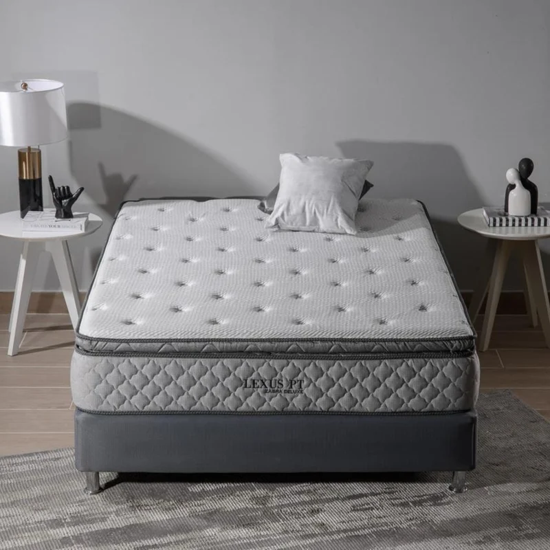 Combo Colchón Queen Lexus Deluxe Pillow Top + Somier Par + Almohada (Garantía 15 Años)