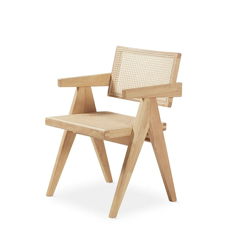 Chair upholstered in white rattan