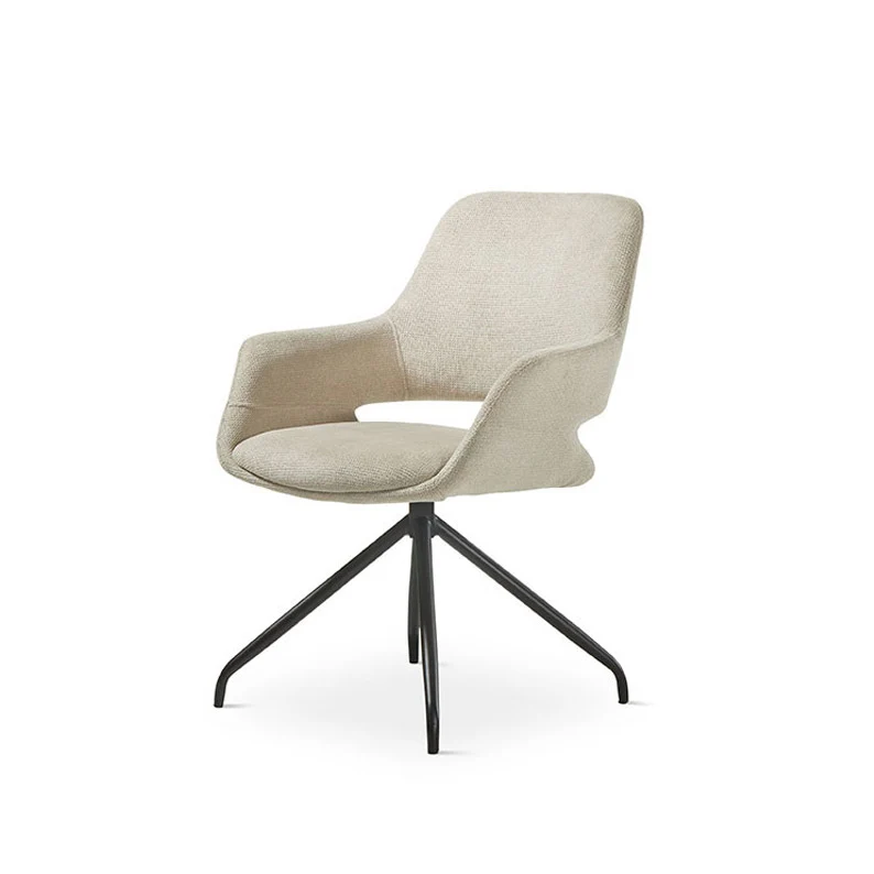Chair upholstered in beige fabric, 62 cm