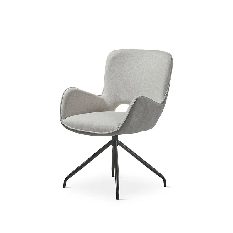 Chair upholstered in beige fabric with two-tone metal legs, 62 cm