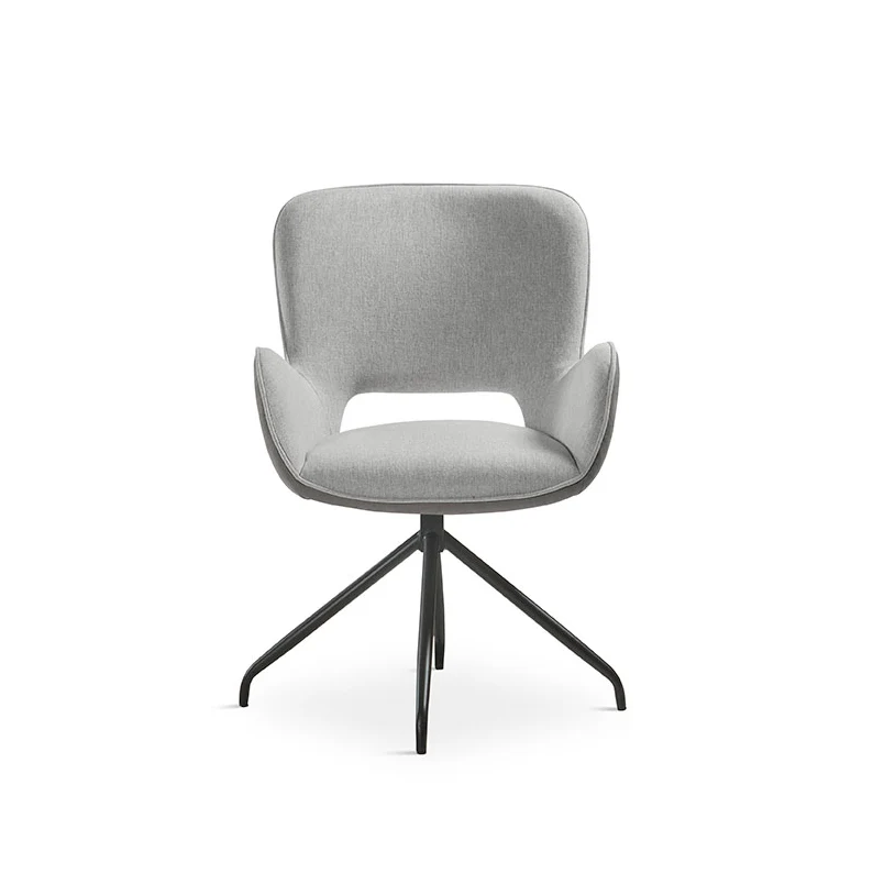 Chair upholstered in beige fabric with two-tone metal legs, 62 cm