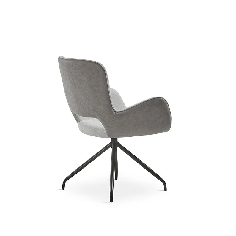 Chair upholstered in beige fabric with two-tone metal legs, 62 cm
