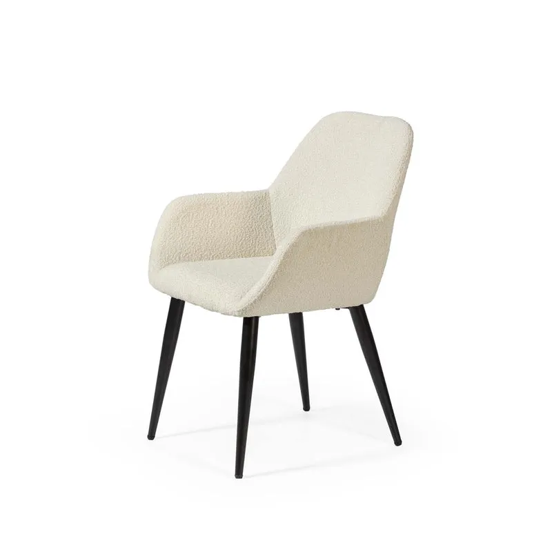 Chair upholstered in white fabric, 59 cm