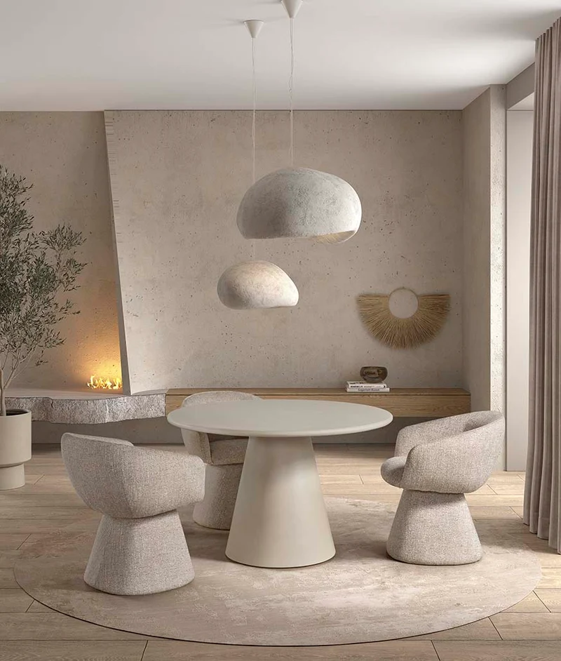 Chair upholstered in beige fabric, 60 cm