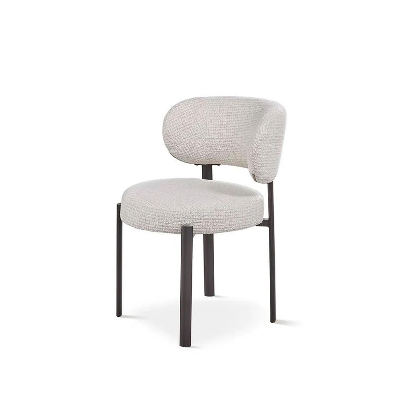 Chair upholstered in grey fabric with metal legs, 50 cm