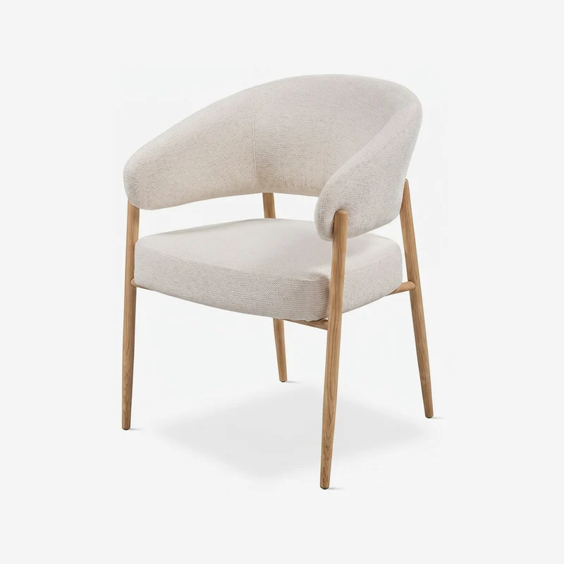 Chair upholstered in grey fabric with metal legs, 58 cm, 81 cm high
