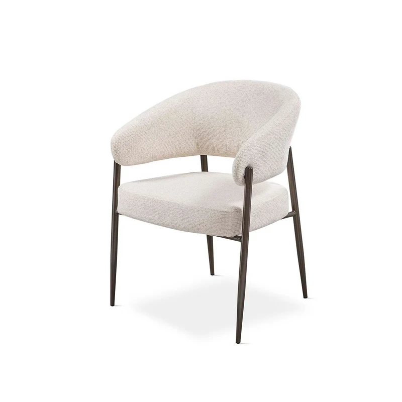 Chair upholstered in grey fabric with metal legs, 58 cm, 81 cm high