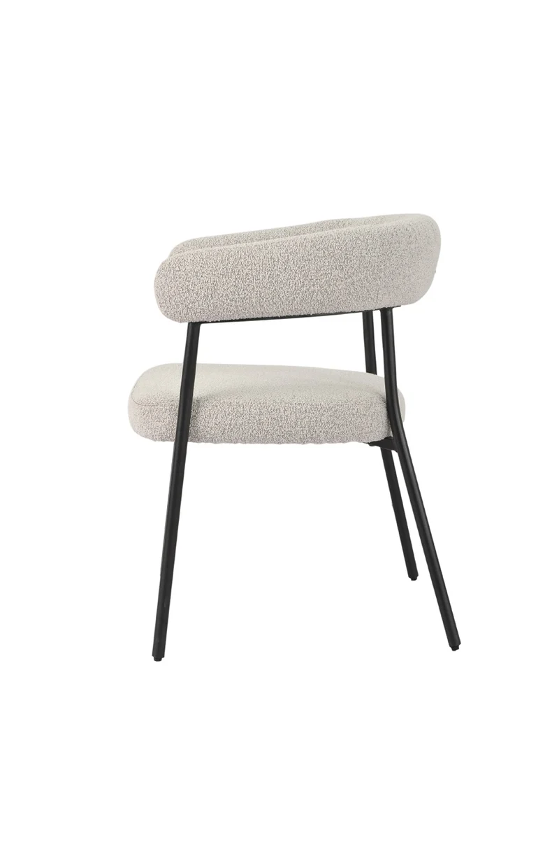 Chair upholstered in grey fabric with cream metal legs, 58 cm, 75 cm high