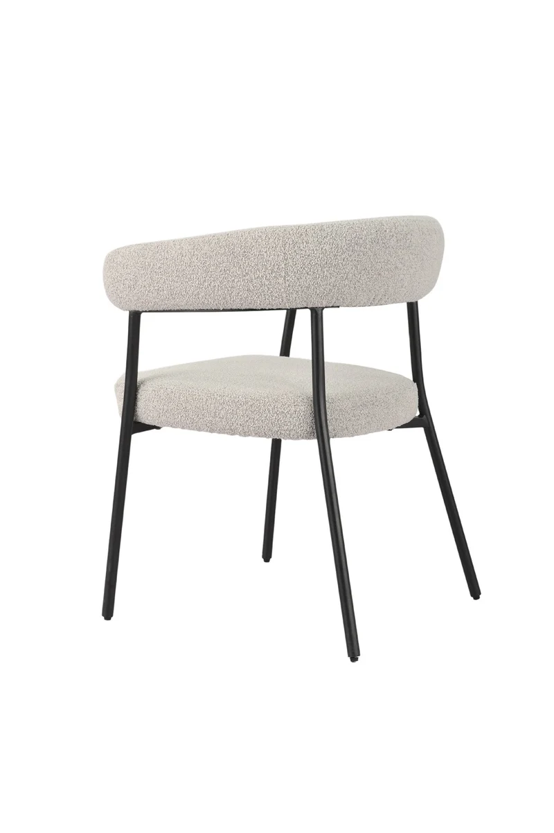 Chair upholstered in grey fabric with cream metal legs, 58 cm, 75 cm high