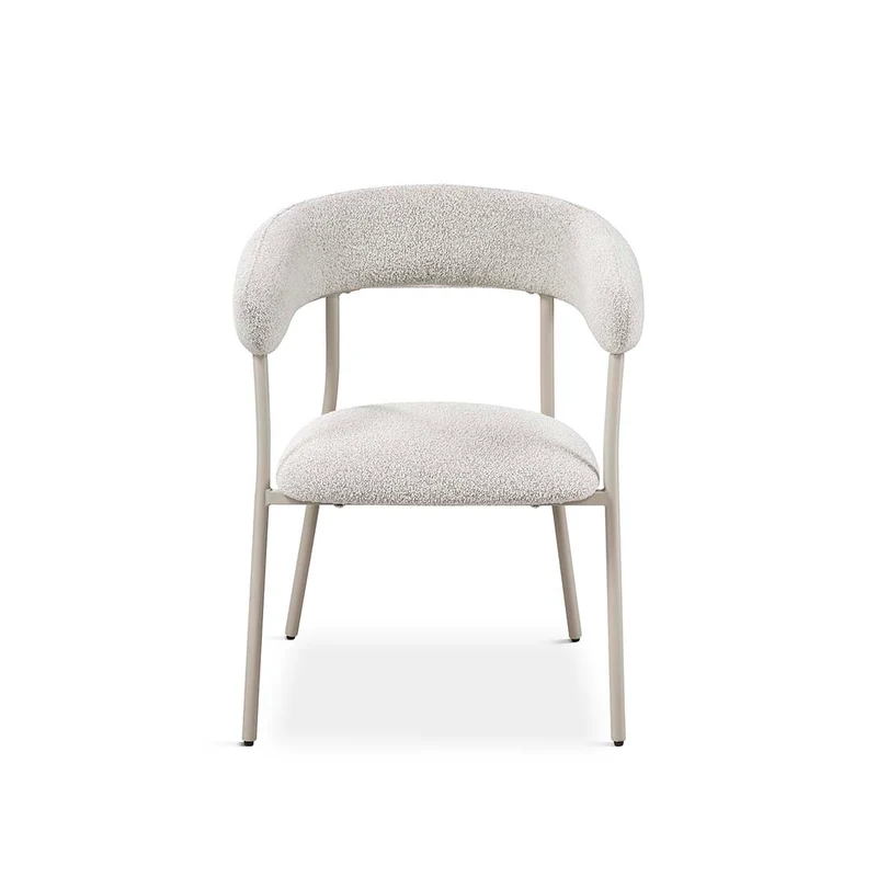 Chair upholstered in grey fabric with cream metal legs, 58 cm, 75 cm high