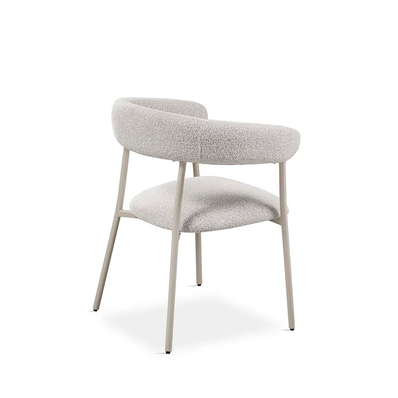 Chair upholstered in grey fabric with cream metal legs, 58 cm, 75 cm high