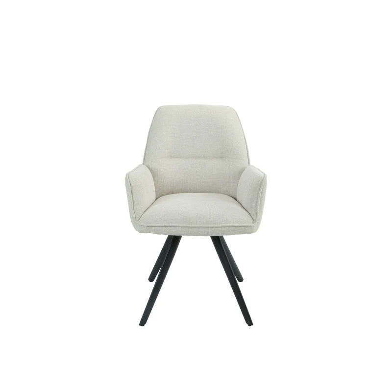 Chair upholstered in beige fabric with metal legs, 58 cm, 90 cm high
