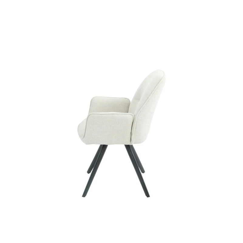 Chair upholstered in beige fabric with metal legs, 58 cm, 90 cm high