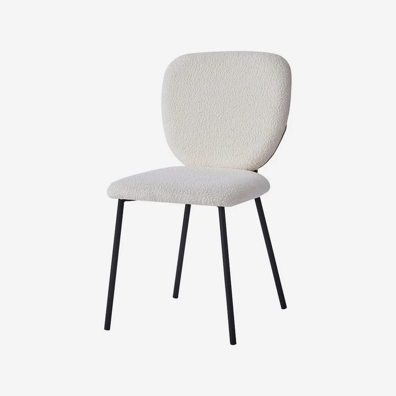 Chair upholstered in white fabric with metal legs