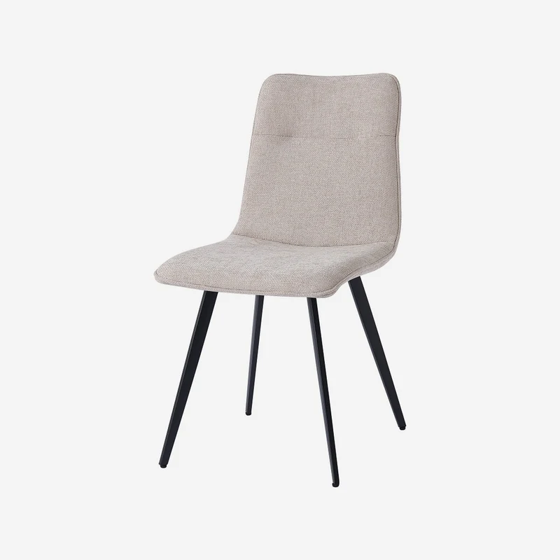 Chair upholstered in beige fabric with metal legs, 45.5 cm
