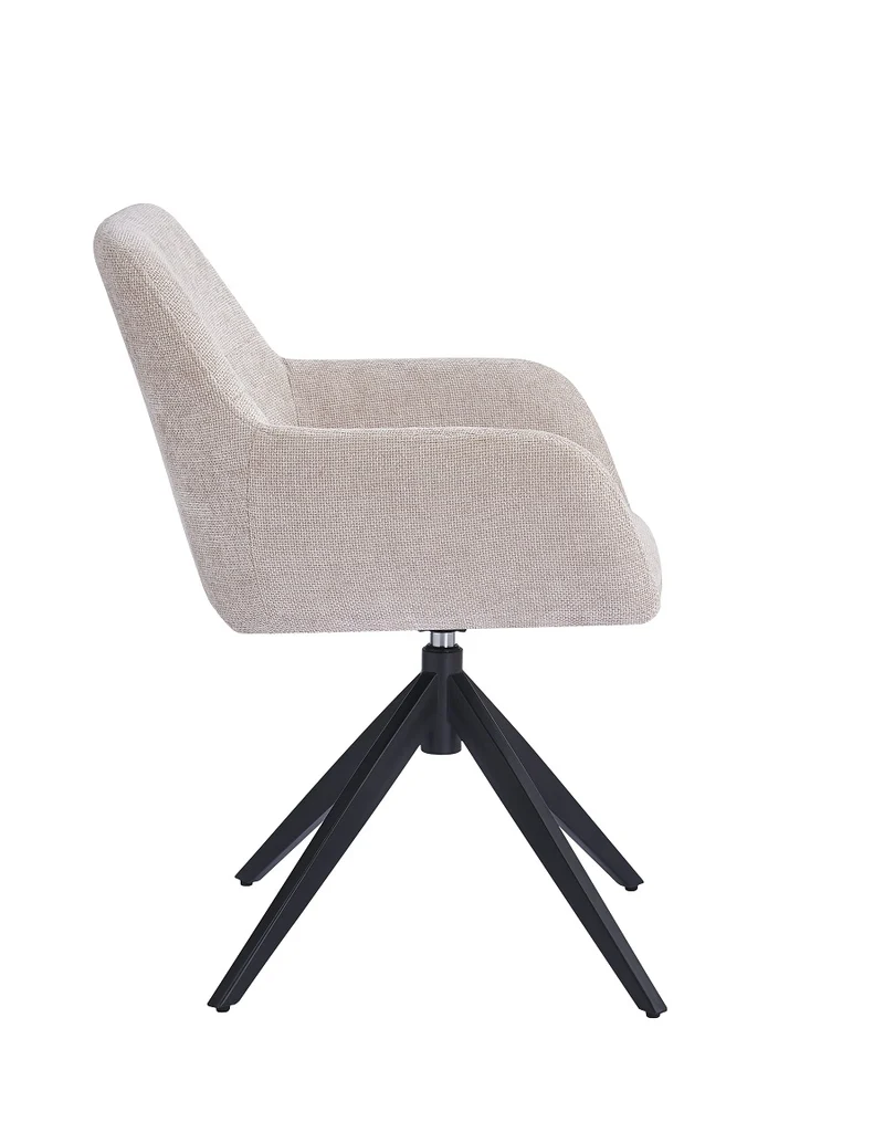 Chair upholstered in beige fabric with metal legs, 58 cm, 81.5 cm high